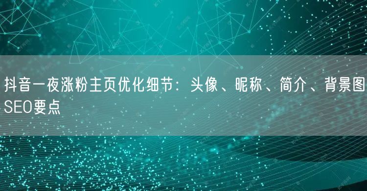 抖音一夜涨粉主页优化细节：头像、昵称、简介、背景图SEO要点